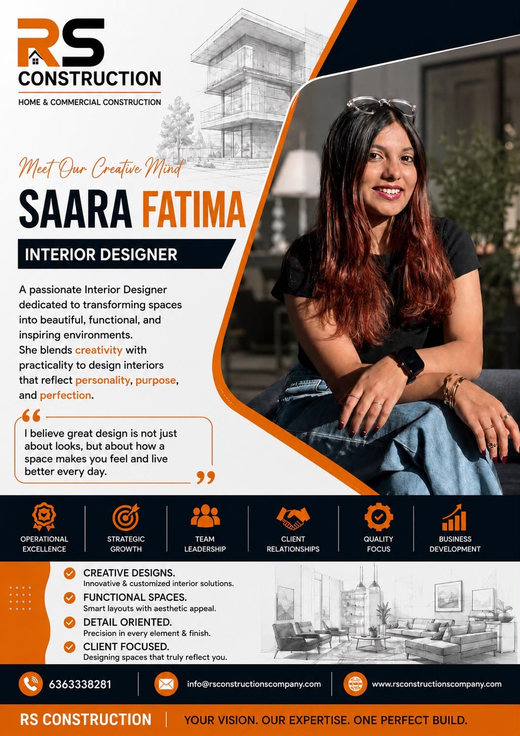Saara Fatima, Interior Designer at RS Construction